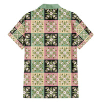 Seamless Pattern Maile and Pikake Lei Family Matching Off The Shoulder Long Sleeve Dress and Hawaiian Shirt Squares Maile Leaf - Polynesian Pride