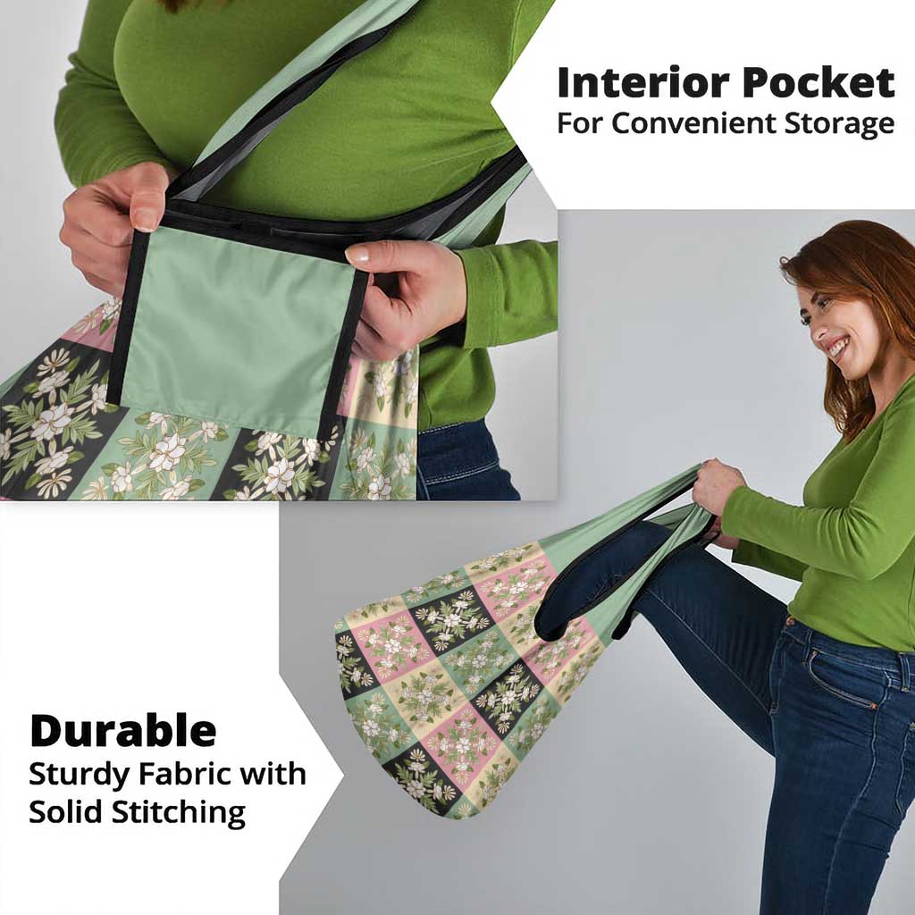 Seamless Pattern Maile and Pikake Lei Grocery Bag Squares Maile Leaf - Polynesian Pride