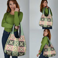 Seamless Pattern Maile and Pikake Lei Grocery Bag Squares Maile Leaf - Polynesian Pride