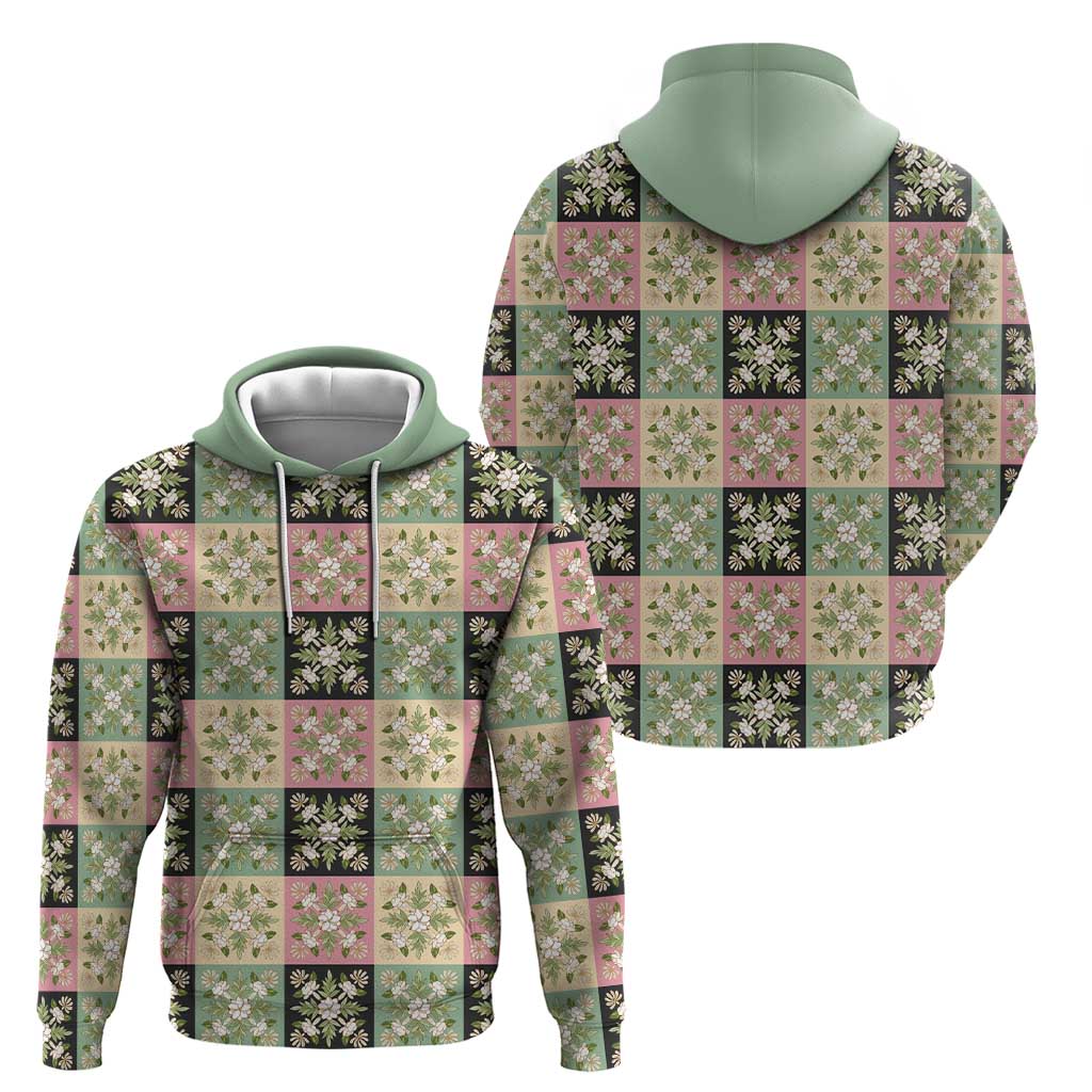 Seamless Pattern Maile and Pikake Lei Hoodie Squares Maile Leaf - Polynesian Pride