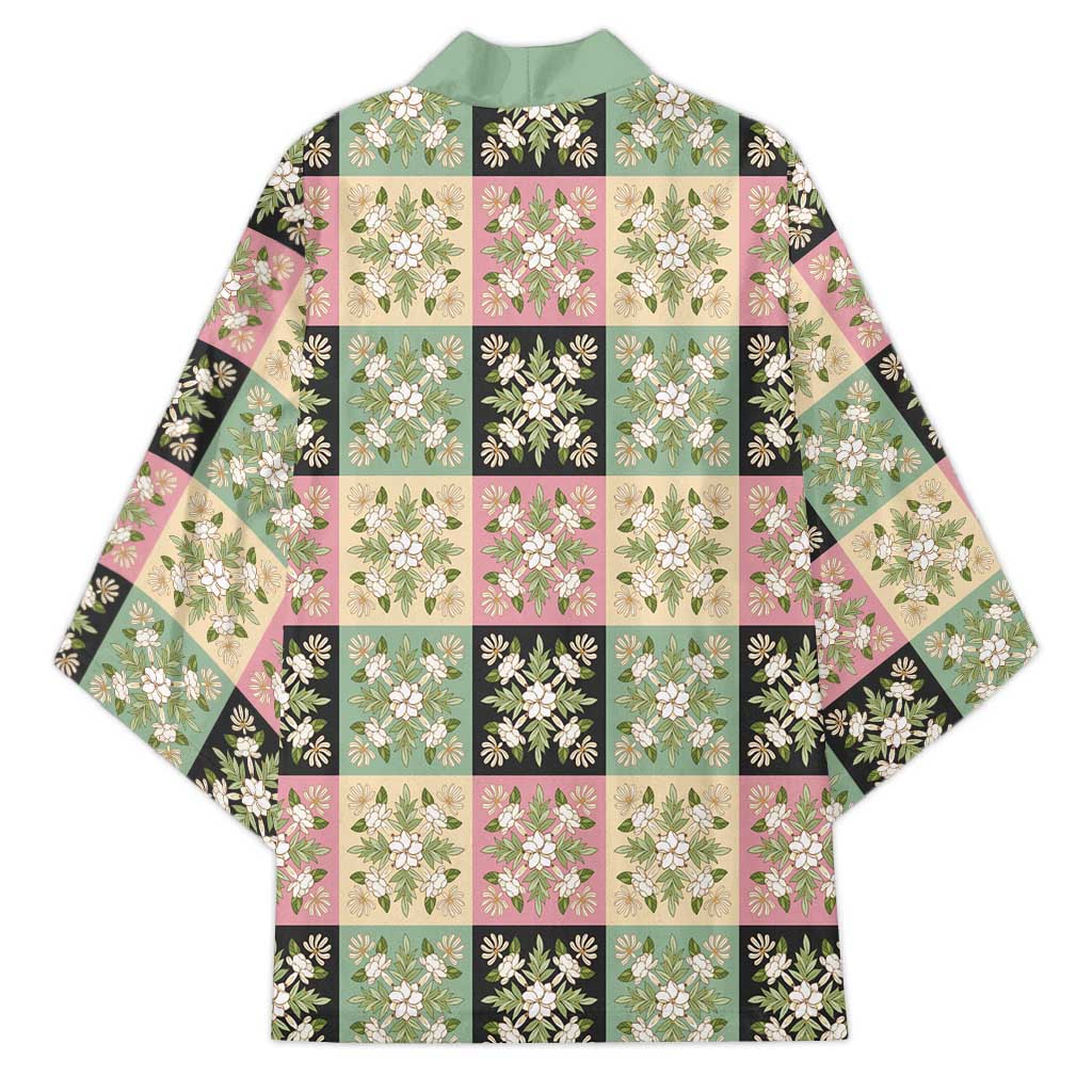 Seamless Pattern Maile and Pikake Lei Kimono Squares Maile Leaf - Polynesian Pride