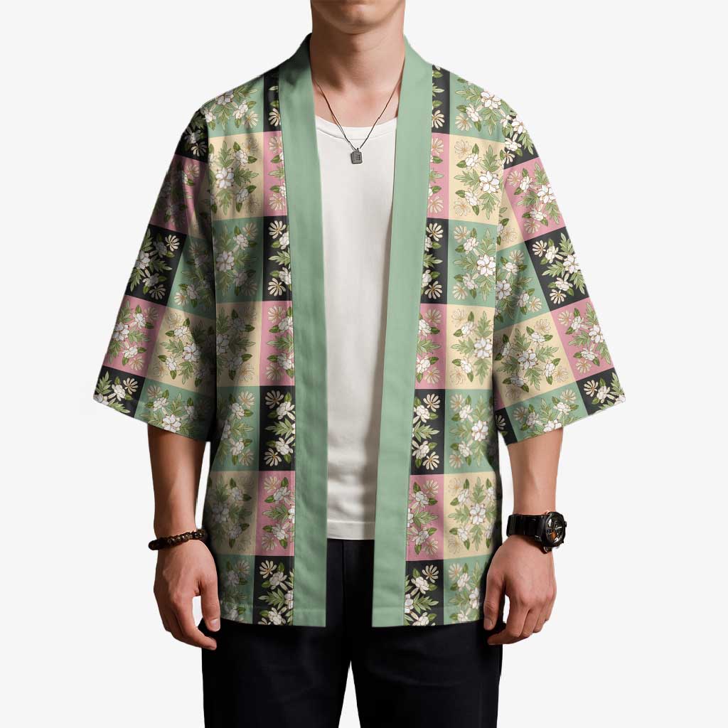 Seamless Pattern Maile and Pikake Lei Kimono Squares Maile Leaf - Polynesian Pride