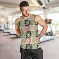 Seamless Pattern Maile and Pikake Lei Men Tank Top Squares Maile Leaf - Polynesian Pride