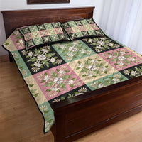 Seamless Pattern Maile and Pikake Lei Quilt Bed Set Squares Maile Leaf - Polynesian Pride