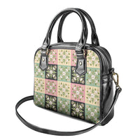 Seamless Pattern Maile and Pikake Lei Shoulder Handbag Squares Maile Leaf - Polynesian Pride
