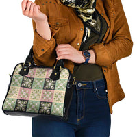 Seamless Pattern Maile and Pikake Lei Shoulder Handbag Squares Maile Leaf - Polynesian Pride