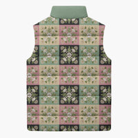 Seamless Pattern Maile and Pikake Lei Sleeveless Puffer Jacket Squares Maile Leaf - Polynesian Pride
