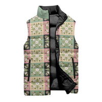 Seamless Pattern Maile and Pikake Lei Sleeveless Puffer Jacket Squares Maile Leaf - Polynesian Pride