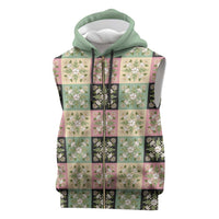 Seamless Pattern Maile and Pikake Lei Sleeveless Zip Hoodie Squares Maile Leaf - Polynesian Pride