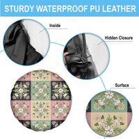 Seamless Pattern Maile and Pikake Lei Spare Tire Cover Squares Maile Leaf - Polynesian Pride