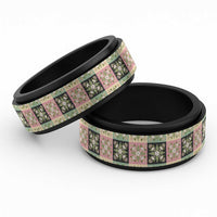 Seamless Pattern Maile and Pikake Lei Spinner Ring Squares Maile Leaf - Polynesian Pride