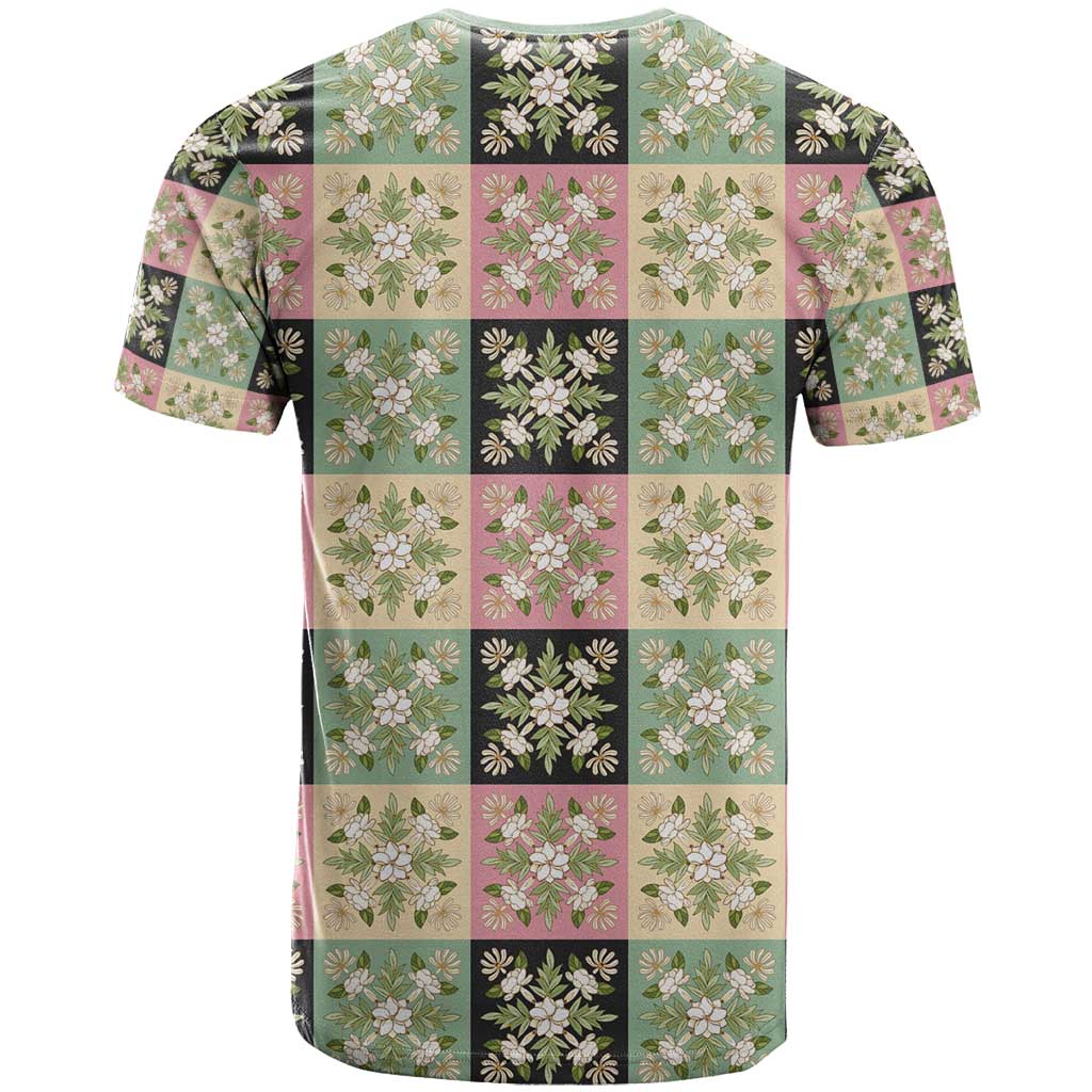 Seamless Pattern Maile and Pikake Lei T Shirt Squares Maile Leaf - Polynesian Pride