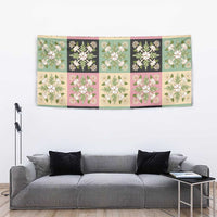 Seamless Pattern Maile and Pikake Lei Tapestry Squares Maile Leaf - Polynesian Pride