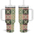 Seamless Pattern Maile and Pikake Lei Tumbler With Handle Squares Maile Leaf - Polynesian Pride