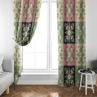 Seamless Pattern Maile and Pikake Lei Window Curtain Squares Maile Leaf - Polynesian Pride