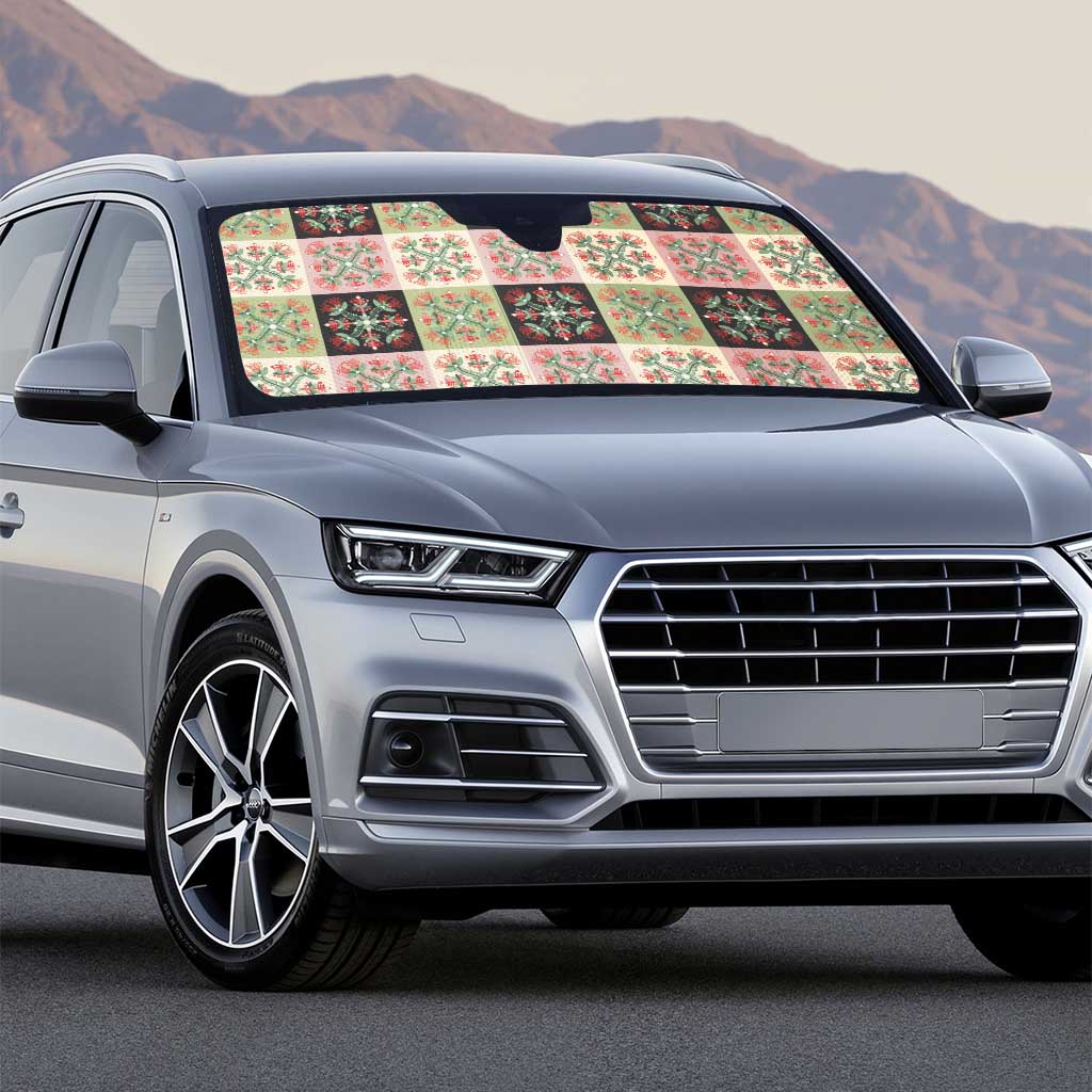 Seamless Pattern Pikake Lei Auto Sun Shade Floral Squares Pikake - Polynesian Pride