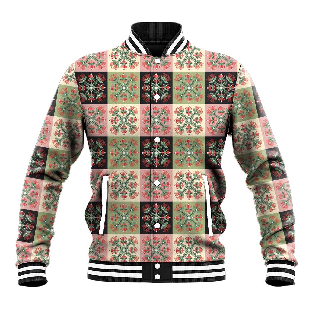 Seamless Pattern Pikake Lei Baseball Jacket Floral Squares Pikake - Polynesian Pride