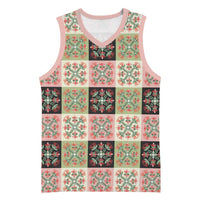 Seamless Pattern Pikake Lei Basketball Jersey Floral Squares Pikake - Polynesian Pride