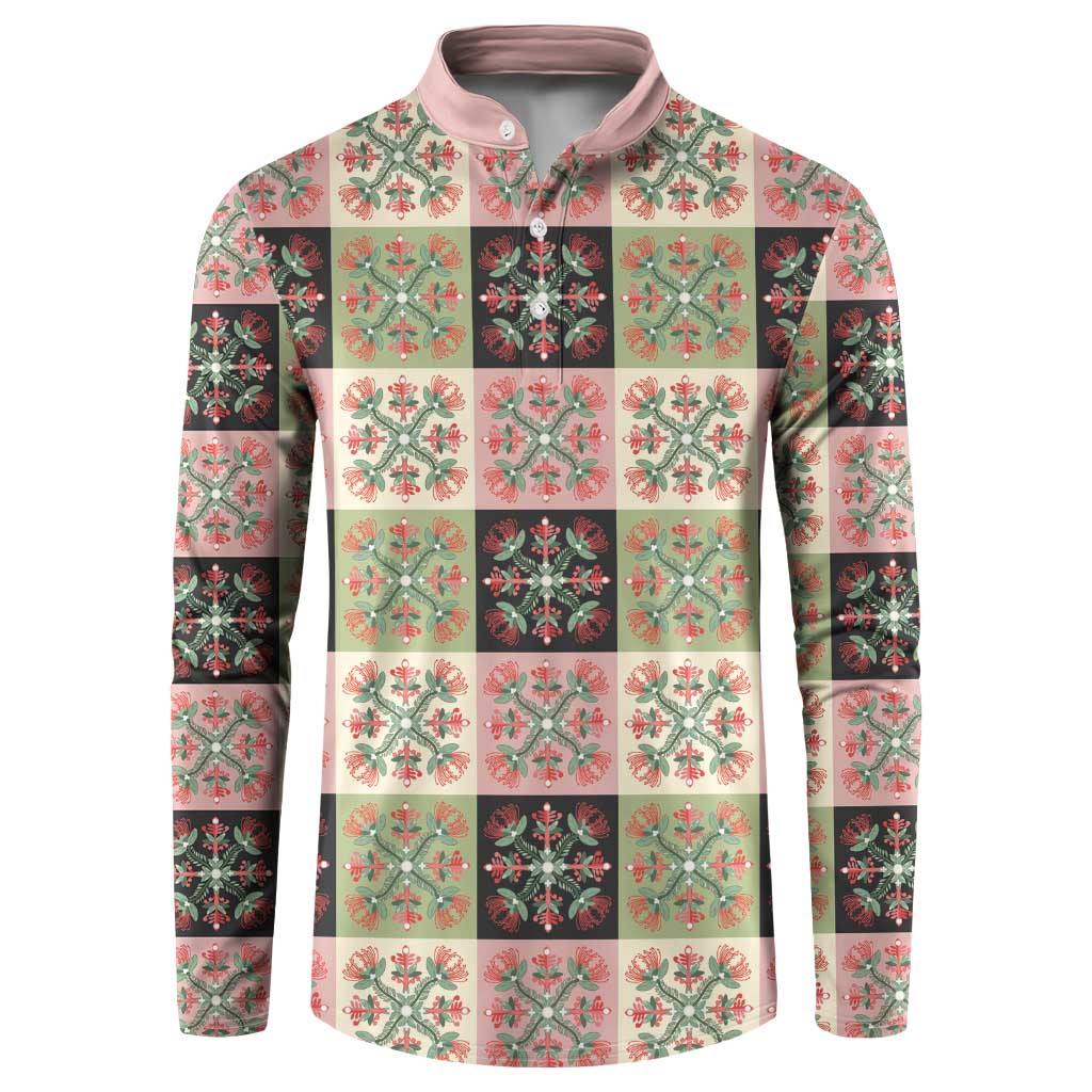 Seamless Pattern Pikake Lei Button Sweatshirt Floral Squares Pikake - Polynesian Pride