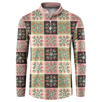 Seamless Pattern Pikake Lei Button Sweatshirt Floral Squares Pikake - Polynesian Pride