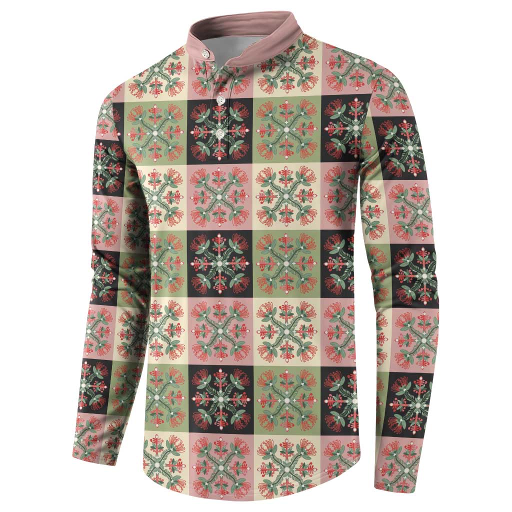 Seamless Pattern Pikake Lei Button Sweatshirt Floral Squares Pikake - Polynesian Pride