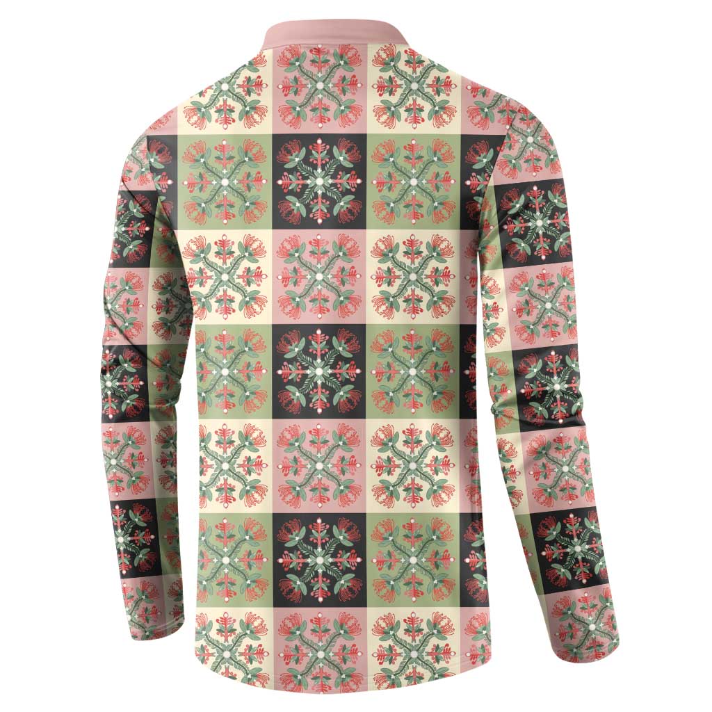 Seamless Pattern Pikake Lei Button Sweatshirt Floral Squares Pikake - Polynesian Pride
