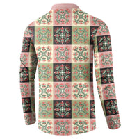 Seamless Pattern Pikake Lei Button Sweatshirt Floral Squares Pikake - Polynesian Pride
