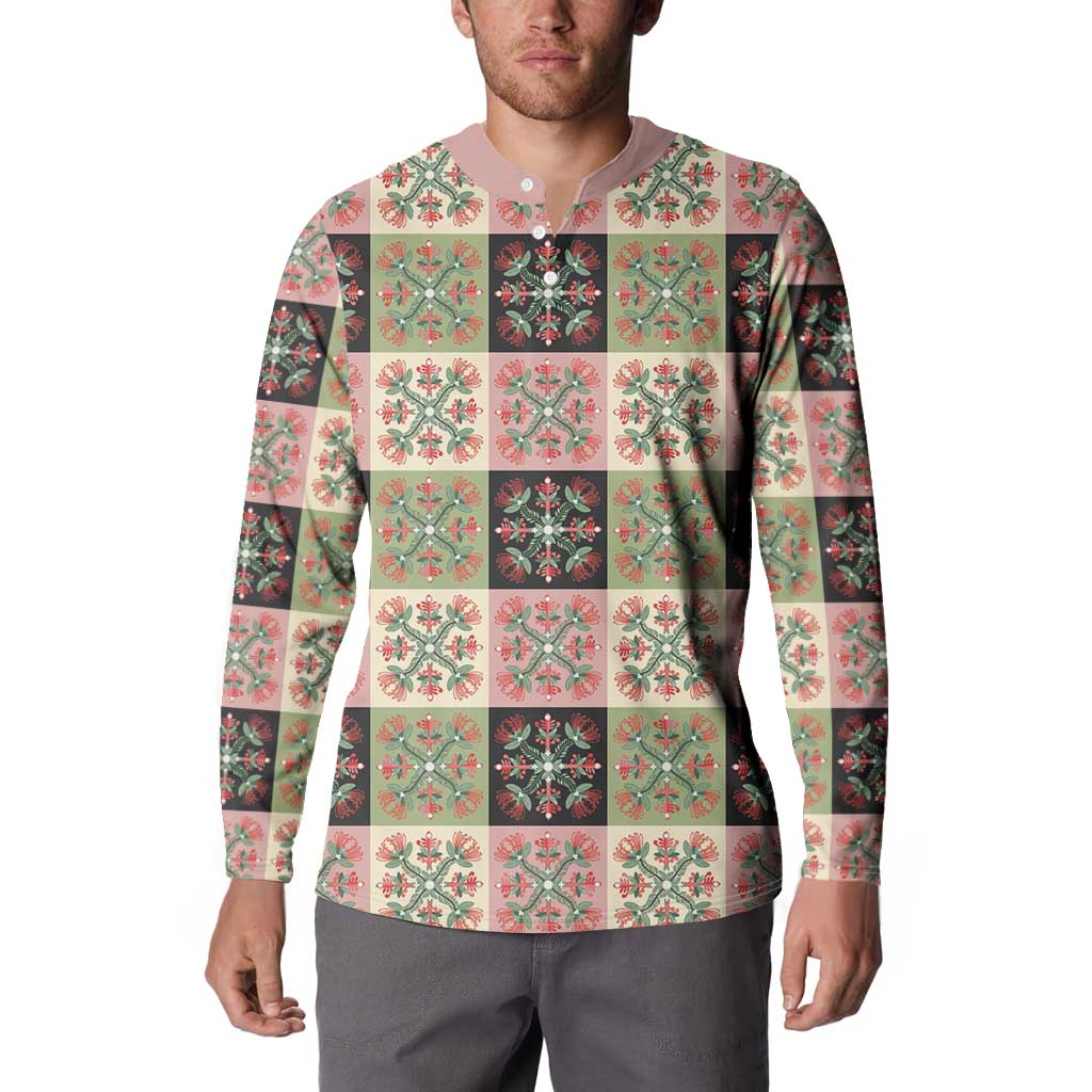 Seamless Pattern Pikake Lei Button Sweatshirt Floral Squares Pikake - Polynesian Pride