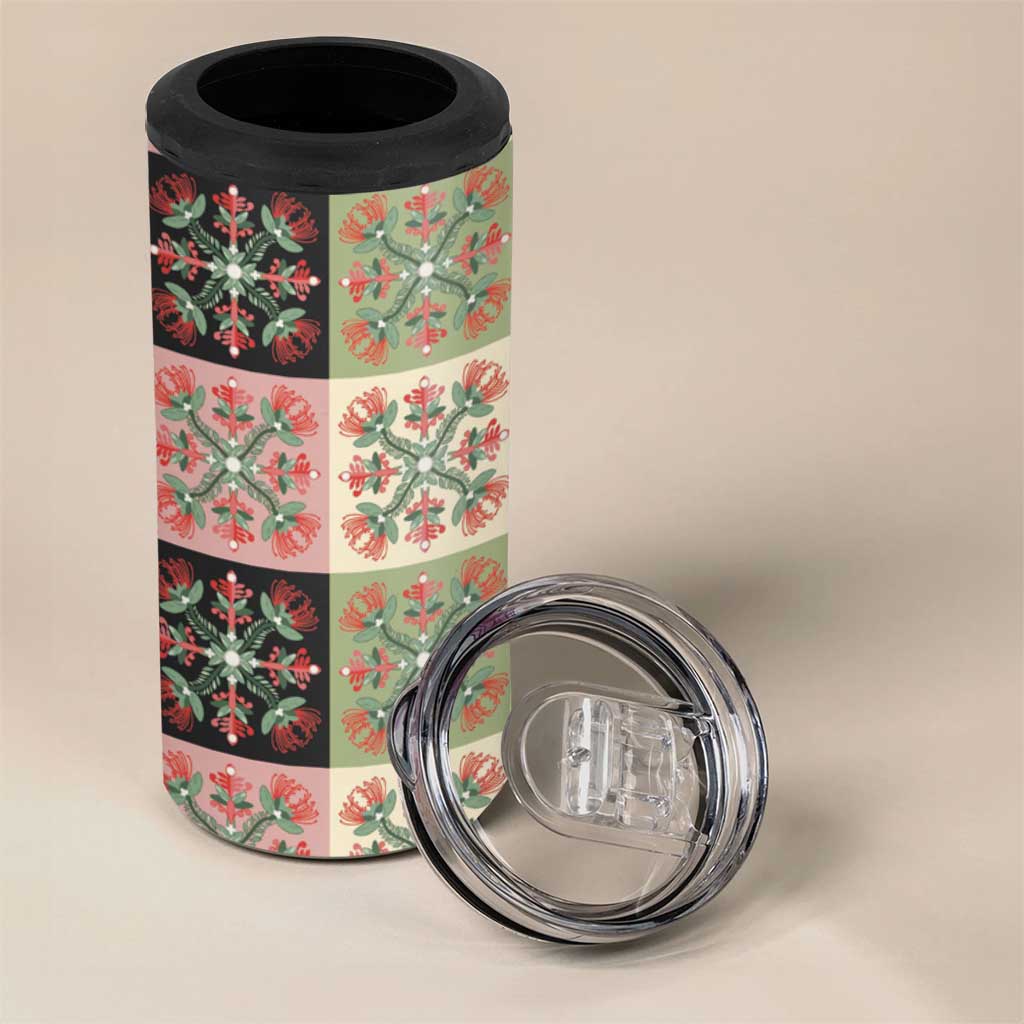 Seamless Pattern Pikake Lei 4 in 1 Can Cooler Tumbler Floral Squares Pikake - Polynesian Pride
