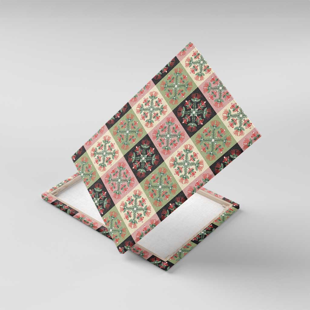 Seamless Pattern Pikake Lei Canvas Wall Art Floral Squares Pikake - Polynesian Pride