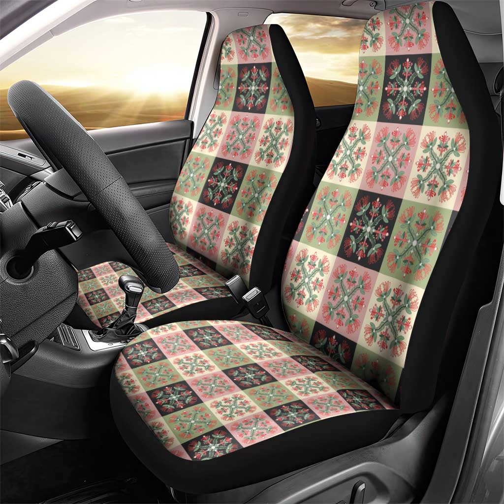 Seamless Pattern Pikake Lei Car Seat Cover Floral Squares Pikake - Polynesian Pride