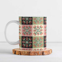Seamless Pattern Pikake Lei Ceramic Mug Floral Squares Pikake - Polynesian Pride
