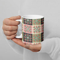 Seamless Pattern Pikake Lei Ceramic Mug Floral Squares Pikake - Polynesian Pride
