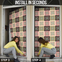 Seamless Pattern Pikake Lei Door Cover Floral Squares Pikake - Polynesian Pride