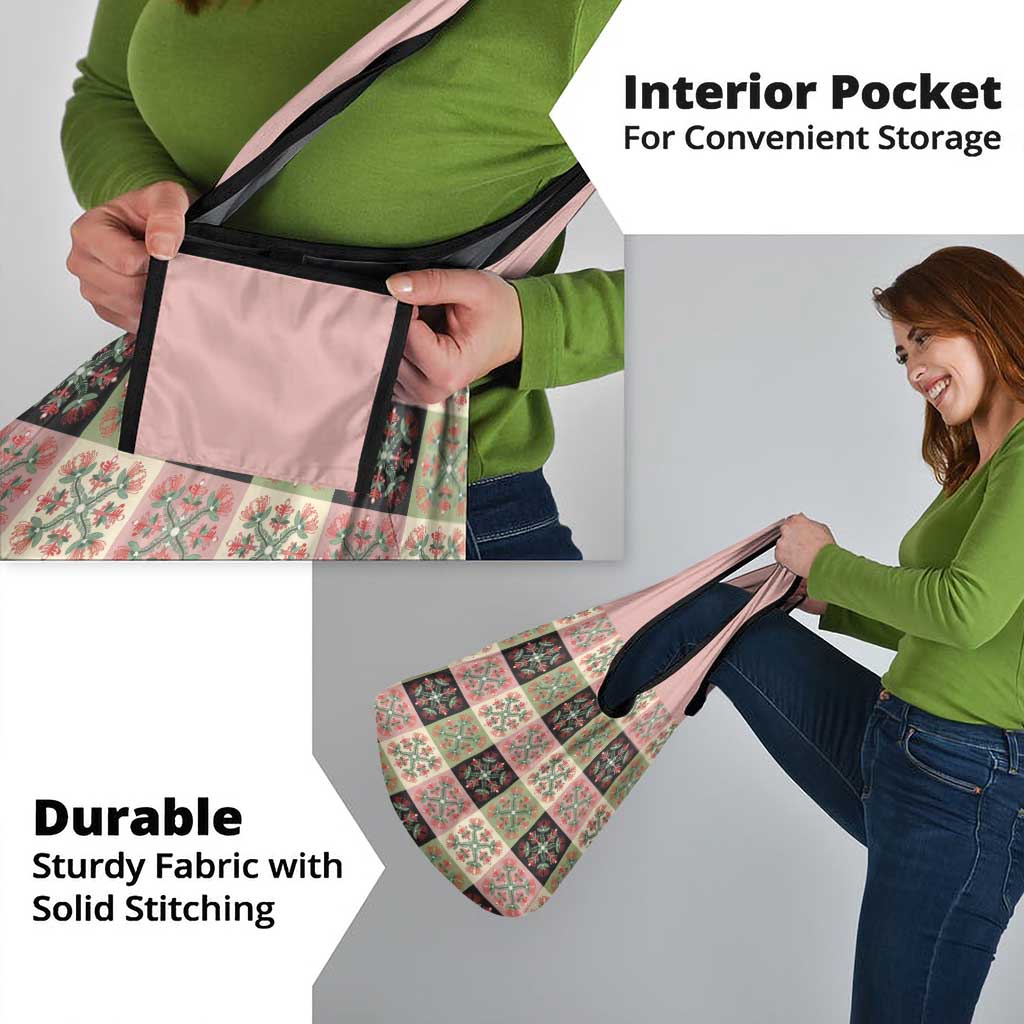 Seamless Pattern Pikake Lei Grocery Bag Floral Squares Pikake - Polynesian Pride