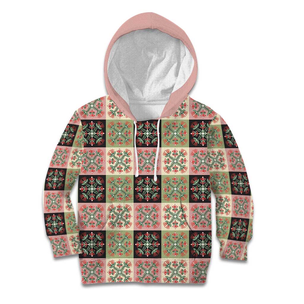 Seamless Pattern Pikake Lei Kid Hoodie Floral Squares Pikake - Polynesian Pride