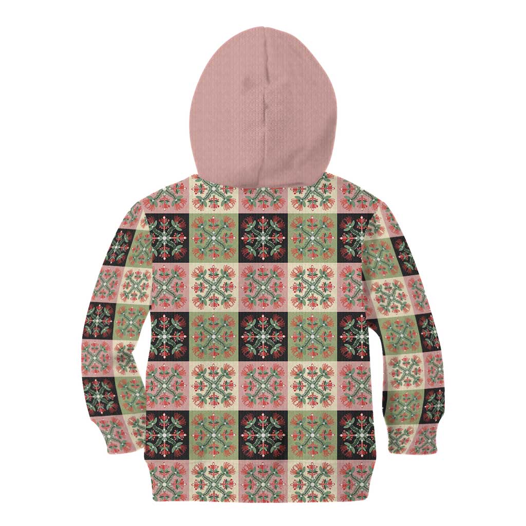 Seamless Pattern Pikake Lei Kid Hoodie Floral Squares Pikake - Polynesian Pride