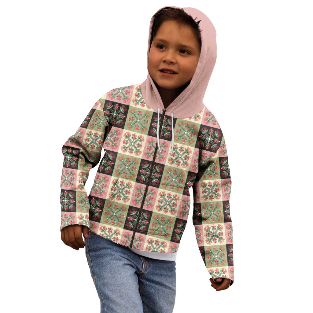 Seamless Pattern Pikake Lei Kid Hoodie Floral Squares Pikake - Polynesian Pride