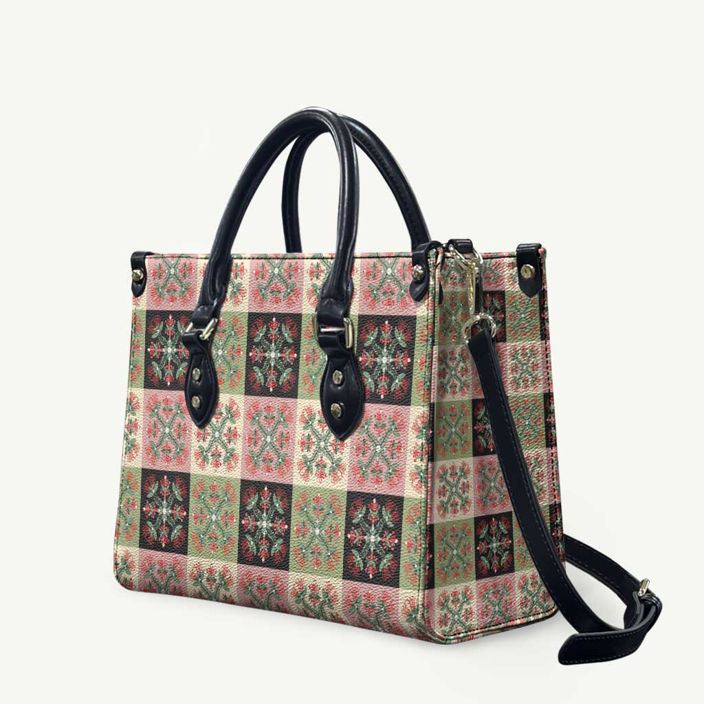 Seamless Pattern Pikake Lei Leather Bag Floral Squares Pikake - Polynesian Pride