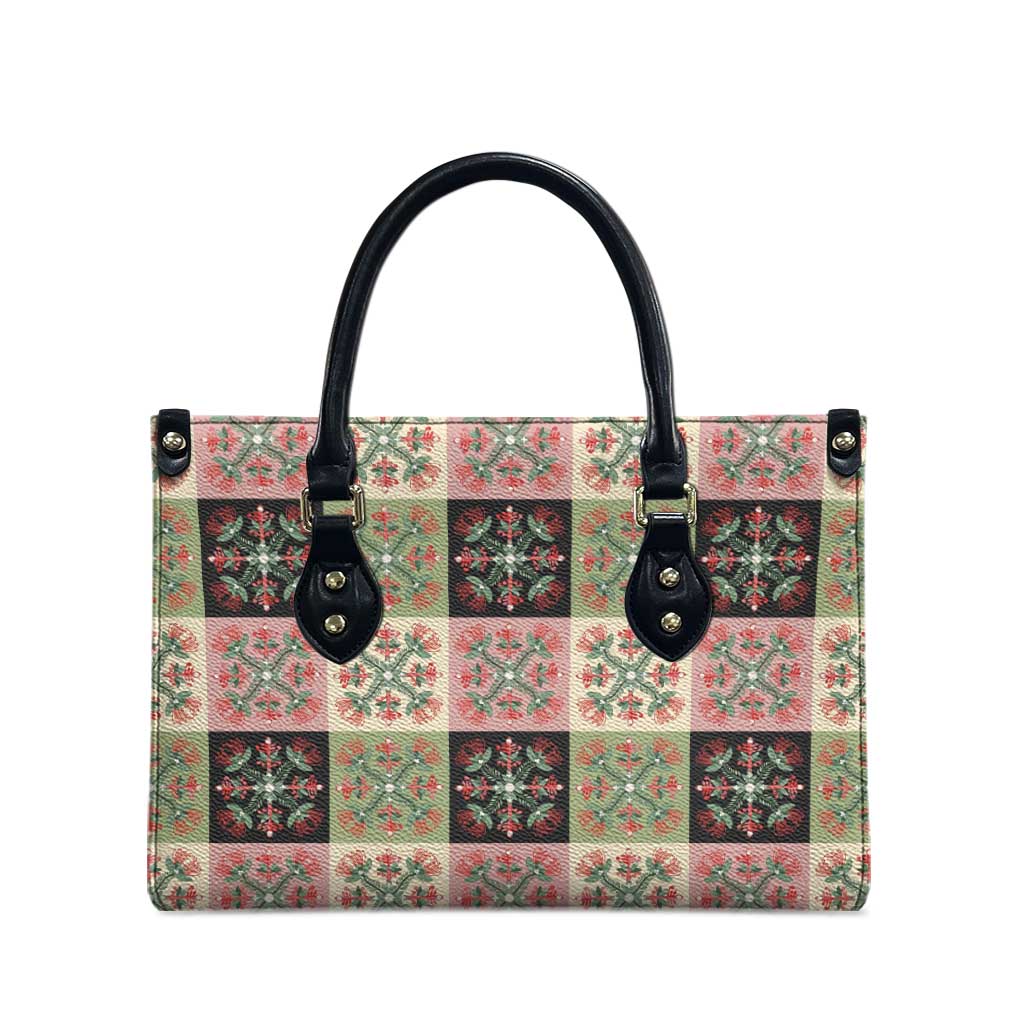 Seamless Pattern Pikake Lei Leather Bag Floral Squares Pikake - Polynesian Pride