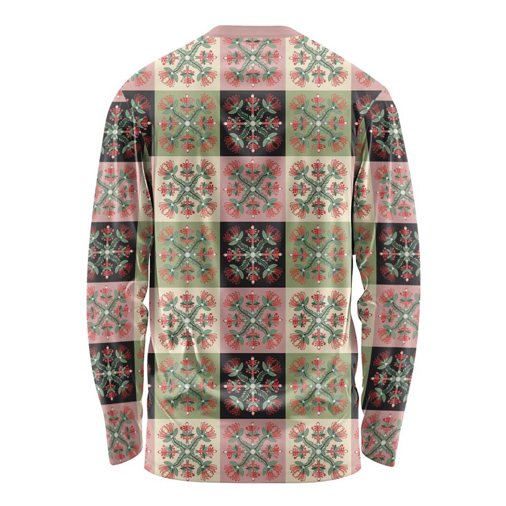 Seamless Pattern Pikake Lei Long Sleeve Shirt Floral Squares Pikake - Polynesian Pride
