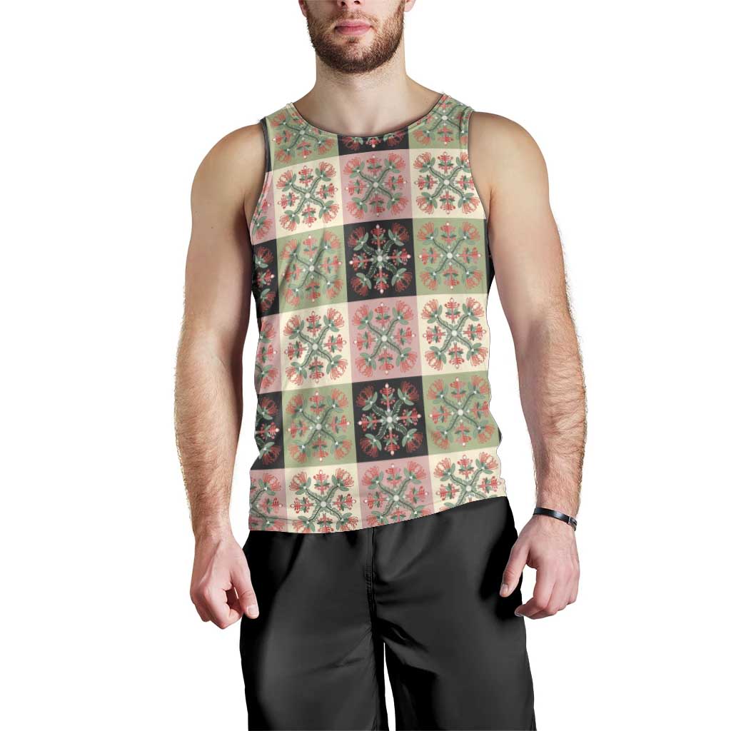 Seamless Pattern Pikake Lei Men Tank Top Floral Squares Pikake - Polynesian Pride