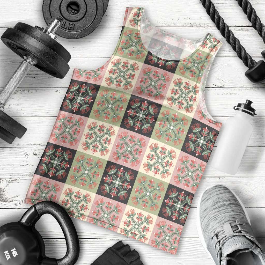 Seamless Pattern Pikake Lei Men Tank Top Floral Squares Pikake - Polynesian Pride