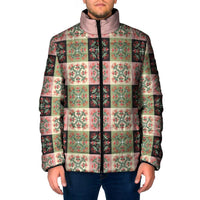 Seamless Pattern Pikake Lei Padded Jacket Floral Squares Pikake - Polynesian Pride