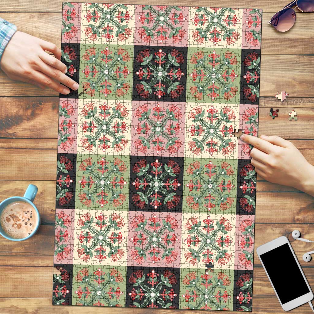 Seamless Pattern Pikake Lei Puzzle Floral Squares Pikake - Polynesian Pride