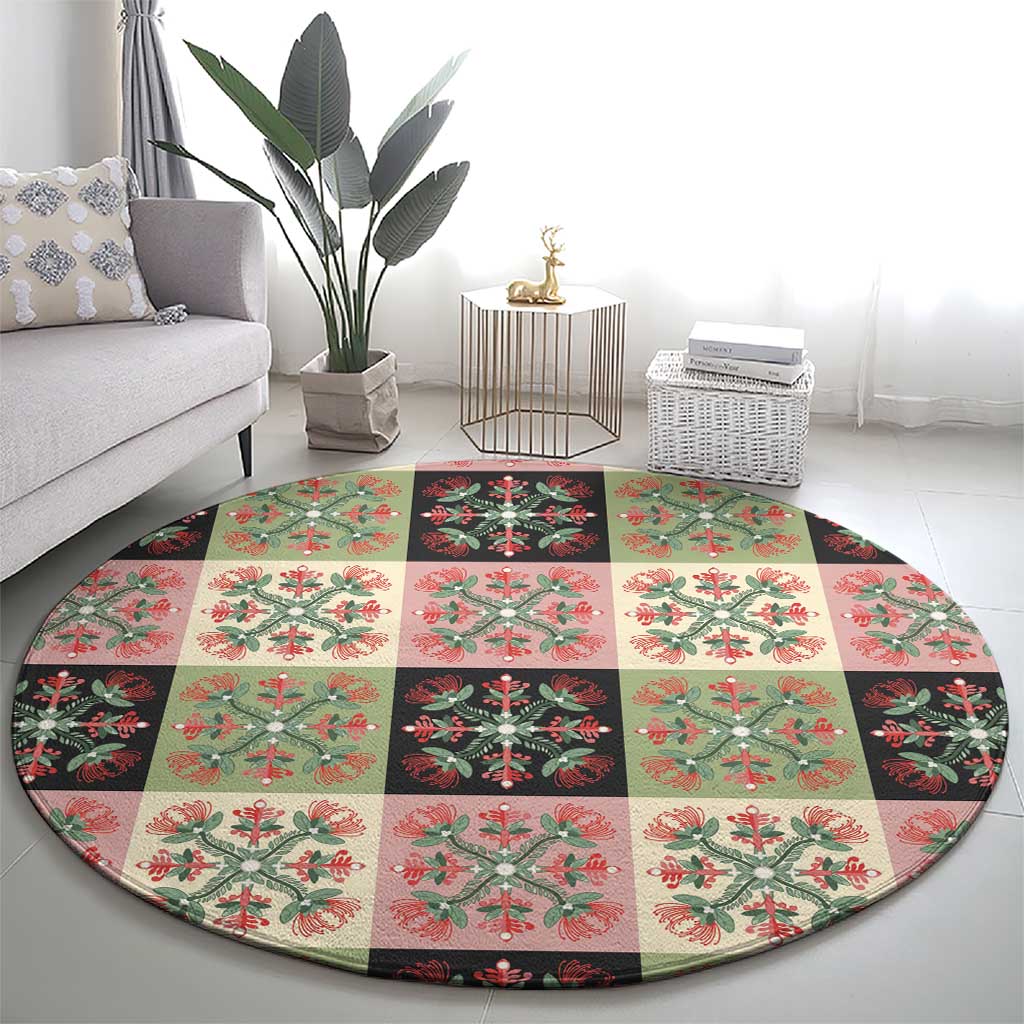 Seamless Pattern Pikake Lei Round Carpet Floral Squares Pikake - Polynesian Pride