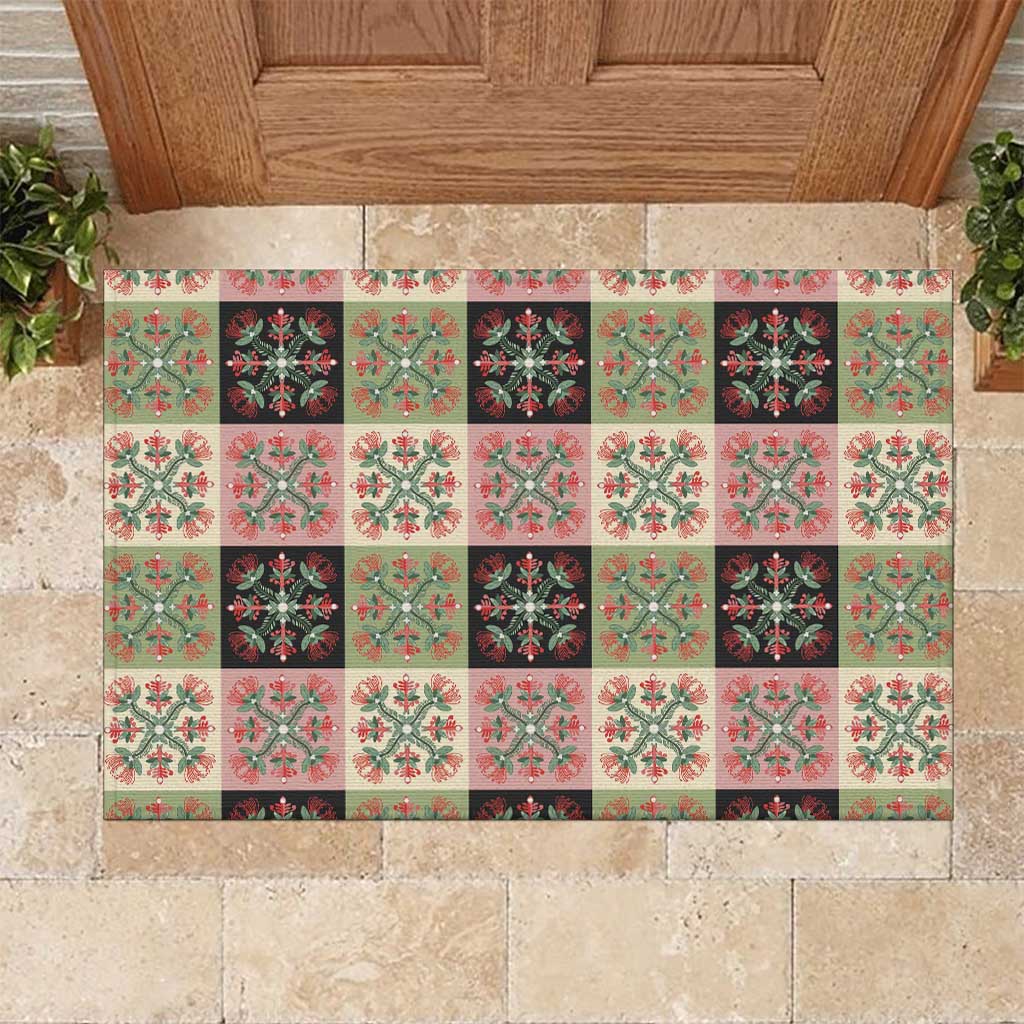 Seamless Pattern Pikake Lei Rubber Doormat Floral Squares Pikake - Polynesian Pride