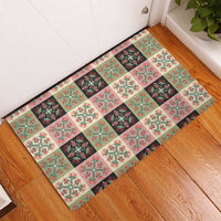 Seamless Pattern Pikake Lei Rubber Doormat Floral Squares Pikake - Polynesian Pride