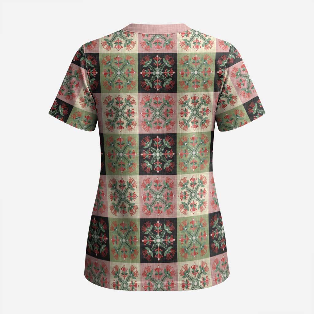 Seamless Pattern Pikake Lei Scrub Top Floral Squares Pikake - Polynesian Pride