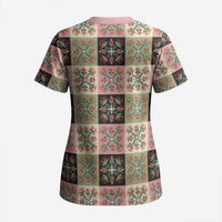 Seamless Pattern Pikake Lei Scrub Top Floral Squares Pikake - Polynesian Pride